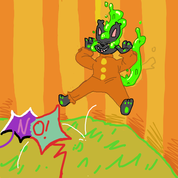 Drawing in Clawna the Clownish Slime Cat Criminal  by badboyfemboy