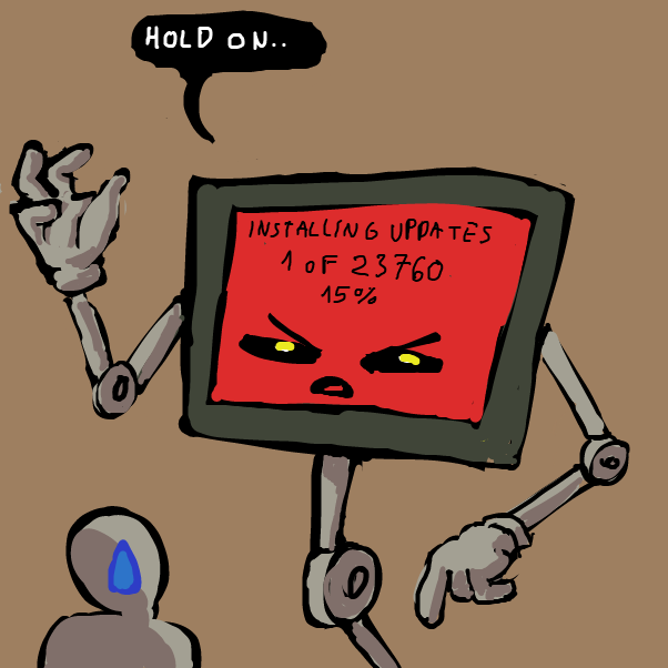 "Important security update .. ? better install these.. " - Online Drawing Game Comic Strip Panel by Peyocay