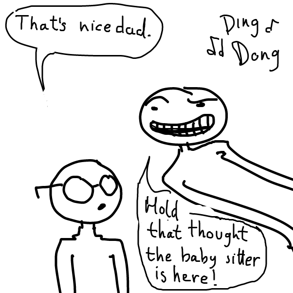 "In that case I'll go and arm the security time lock on the fridge, sir." - Online Drawing Game Comic Strip Panel by Peyocay