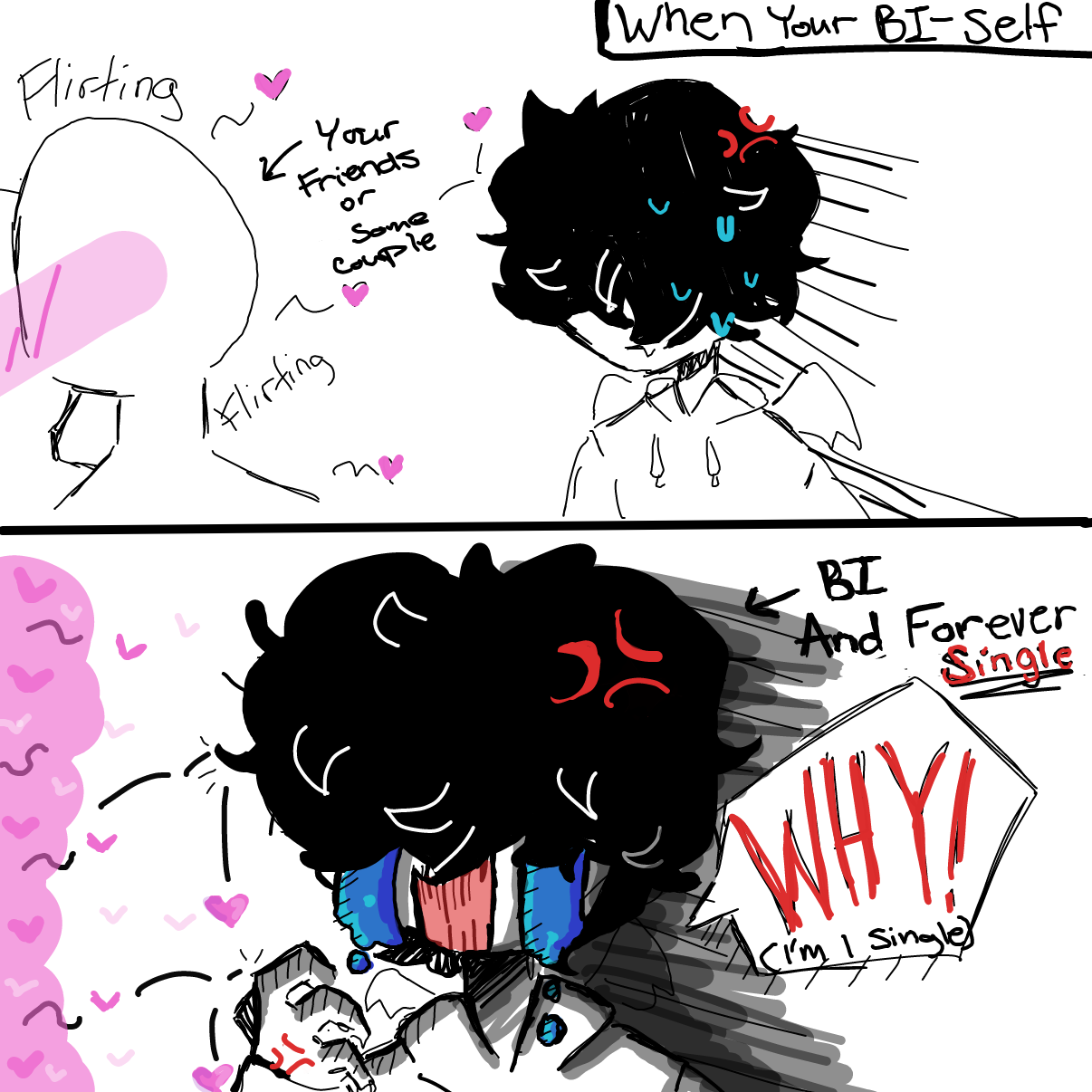 Just an angered bi person *cough cough* (me) - Online Drawing Game Comic Strip Panel by Badwolf