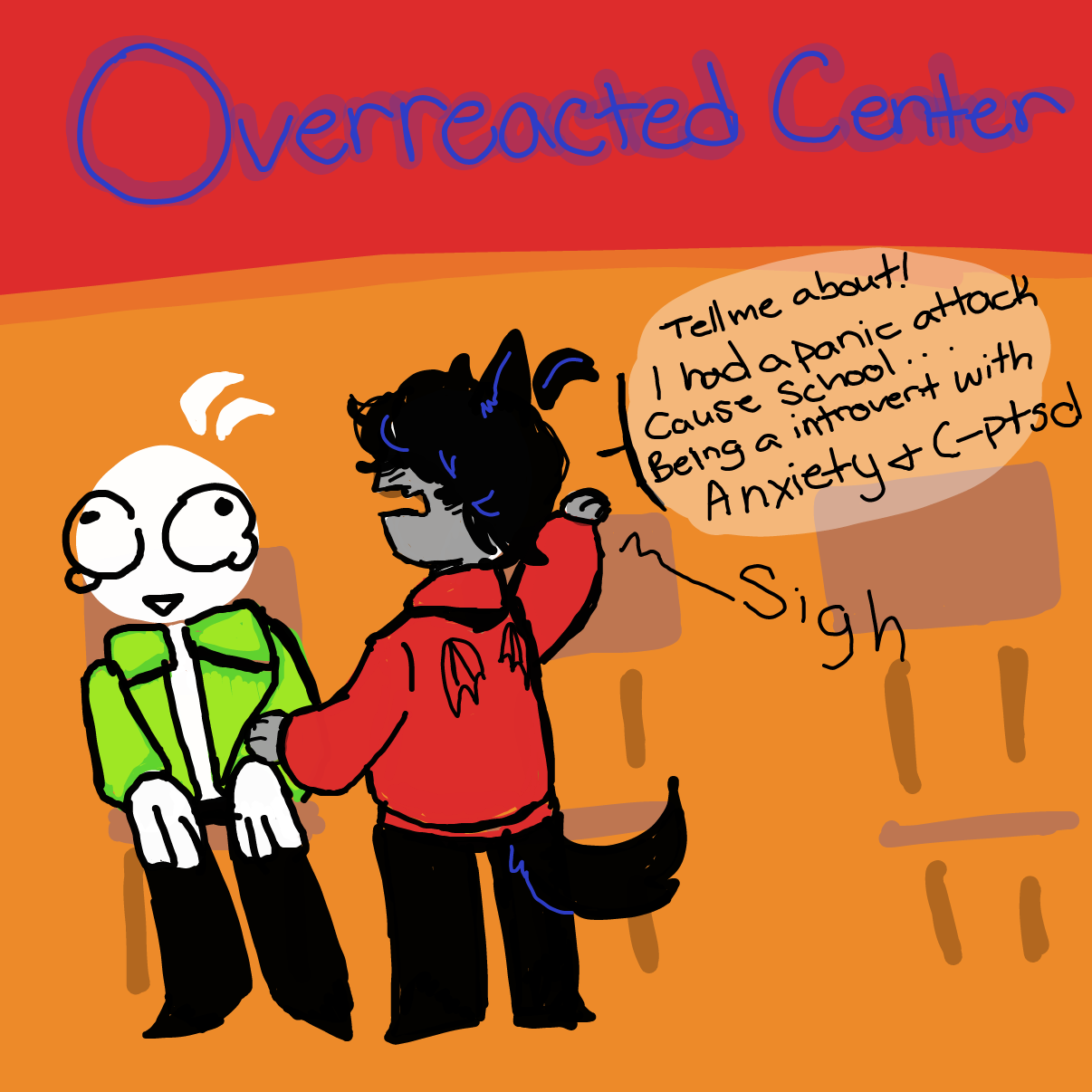 Even tho we don't have the same problem I do get where you're coming from with the "overreacting" part.  But seriously nothing mixes well will my life... - Online Drawing Game Comic Strip Panel by Badwolf