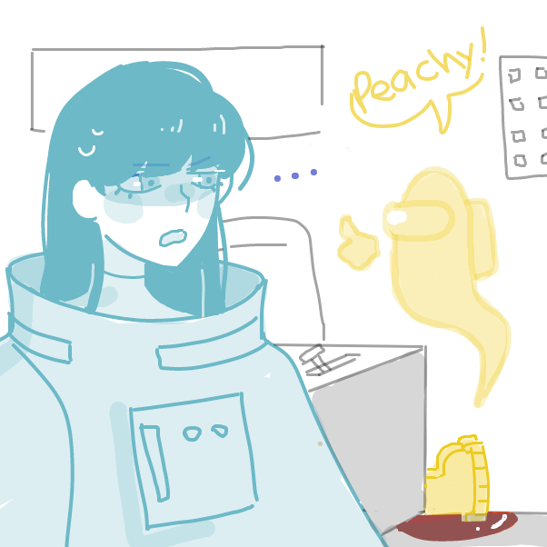 Drawing in just an among us charakter as an anime by SSR scorpia