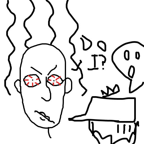 The bald man make a death stare at the police until he had a heart attack and run for his life. - Online Drawing Game Comic Strip Panel by Dannhampton