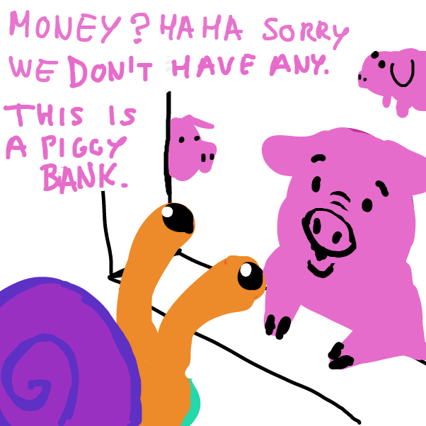 "our slogan is: for when you want some real sus! haha get it? sus is latin for pig" - Online Drawing Game Comic Strip Panel by Peyocay