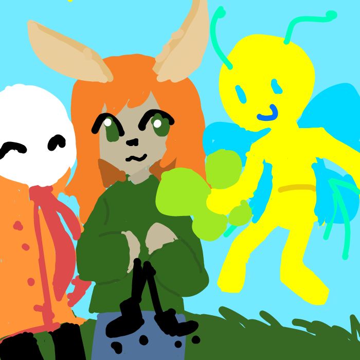 bug is giving setin some wings, and Sean gave her some skates:)  - Online Drawing Game Comic Strip Panel by Razputin