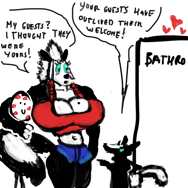 "and stop molesting my roommate!" "but he likes it!" - Online Drawing Game Comic Strip Panel by Peyocay