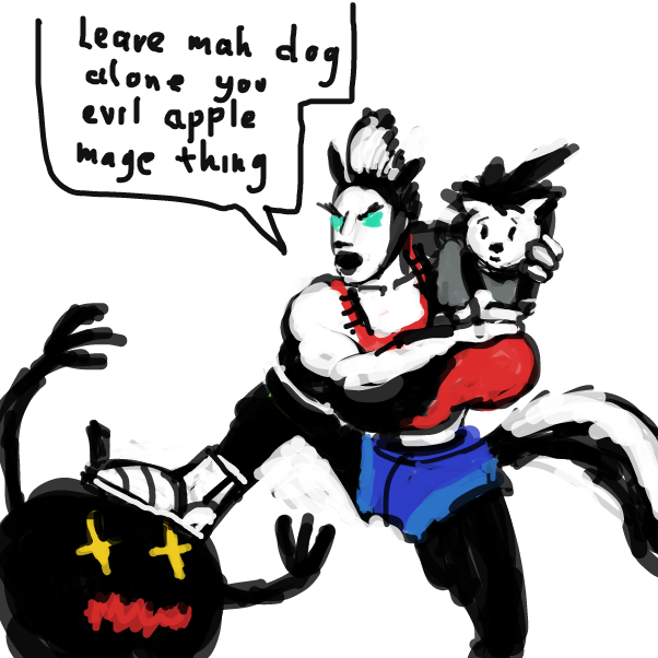 "what? no i don't care if the dog looks like adolph titty-sucking hitler either .. we are civilised people here and not australians!" - Online Drawing Game Comic Strip Panel by Peyocay