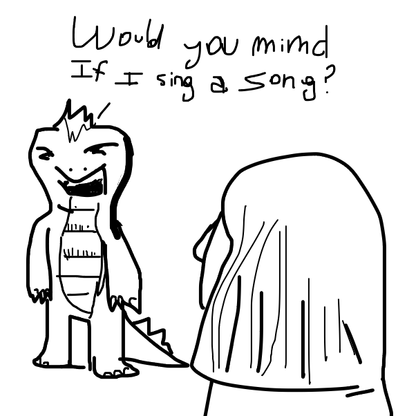 Drawing in Godzilla and Jackie Lynn Thomas by RafaelH