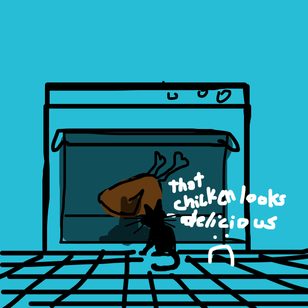 there's a chicken in the oven but it's closed - Online Drawing Game Comic Strip Panel by RafaelH