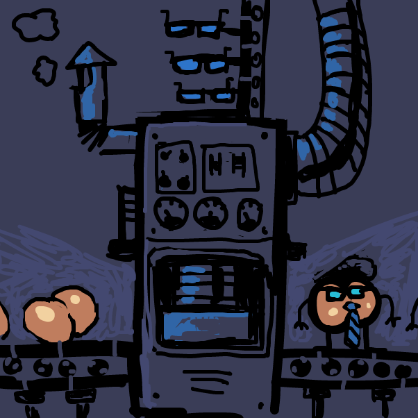 late night show host factory - Online Drawing Game Comic Strip Panel by Peyocay