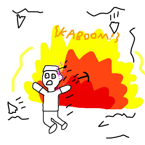 cave in due to explosion inside of cave - Online Drawing Game Comic Strip Panel by SuperIced3