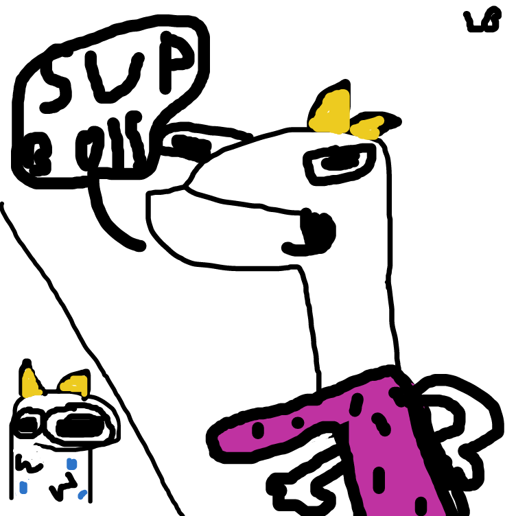 a gir goat is walking in to the scane, and white goat is nervios - Online Drawing Game Comic Strip Panel by ligmaballs