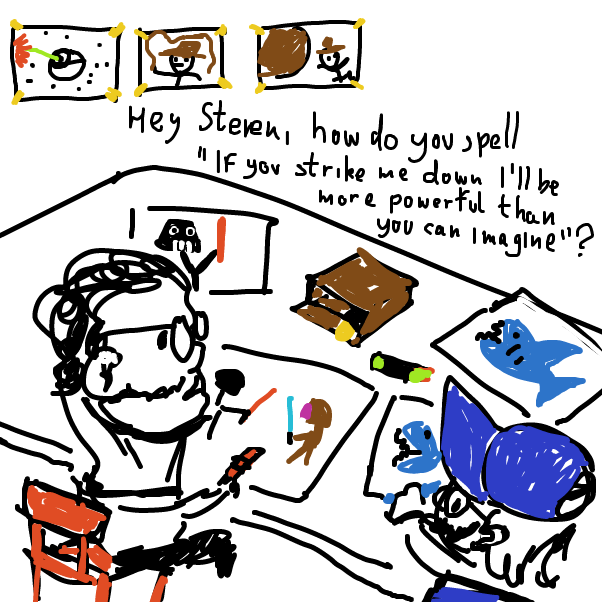 "that's a tough one, Georgie" - Online Drawing Game Comic Strip Panel by Peyocay