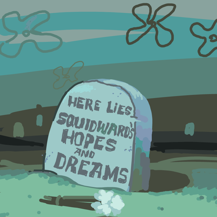 Drawing in spongebob loosing his friend by ThaSilentArtist