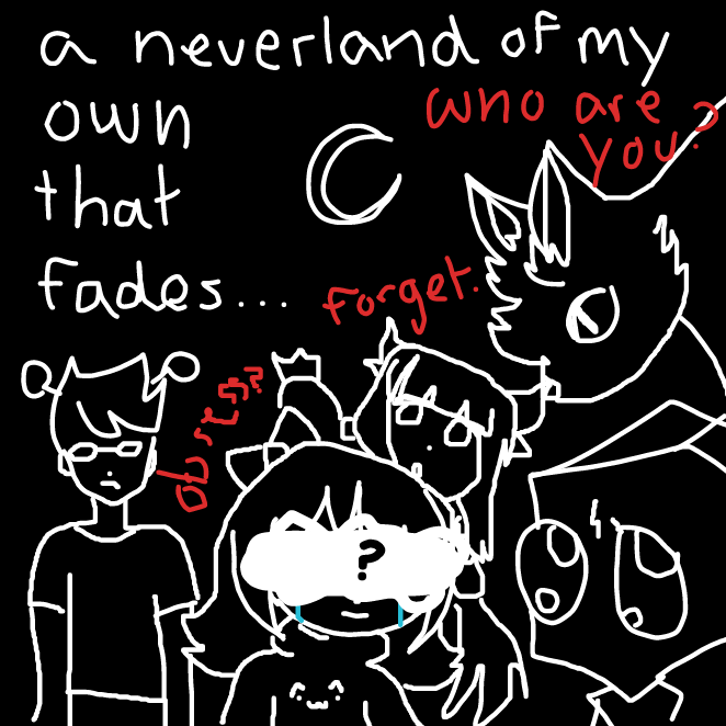 who am I? why can't i forget it? can't it just go away? it's not even real. You're deranged. they made you insane. They manipulated you. Are you a good person? Are you a good person? Am I a good person? Why? Why? WHy? You can't even remember who you were.  - Online Drawing Game Comic Strip Panel by MovedAccounts