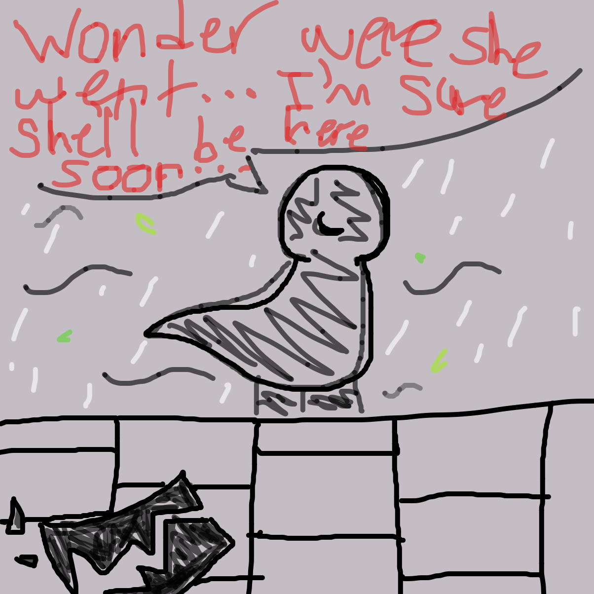 Wonder were she went..? I’m sure she’ll be here soon… - Online Drawing Game Comic Strip Panel by YanaTheDankest