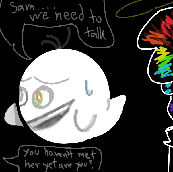 Well Sai have probelm talking with girl..? I never see him like this...
well he almost never seen a girl or woman anyway - Sam - Online Drawing Game Comic Strip Panel by FifaSam