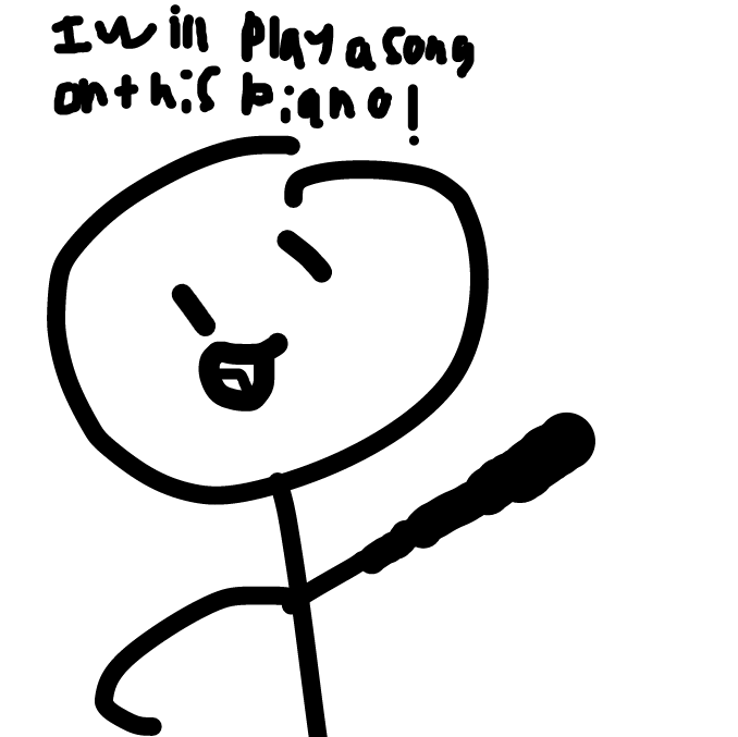 He will play a song on this piano. - Online Drawing Game Comic Strip Panel by Fooperterooney