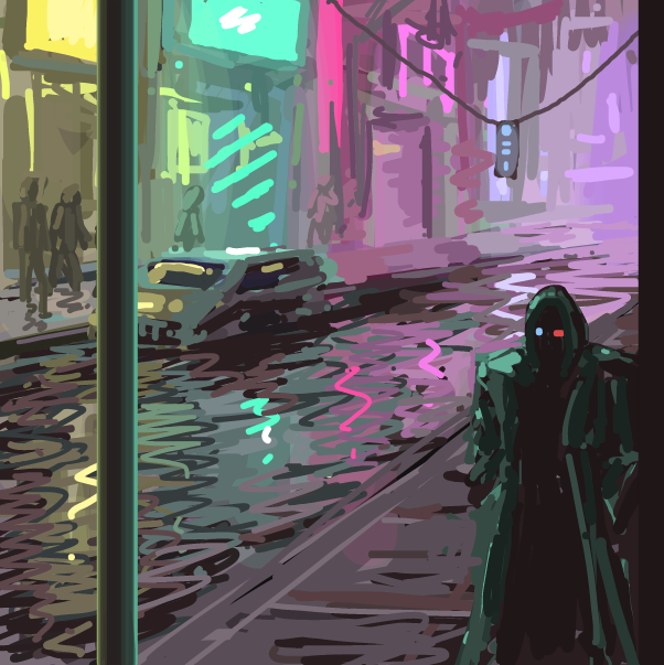 Drawing in Rainy night  by Pax