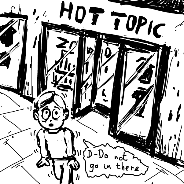 Drawing in Hot Topic by Peyocay