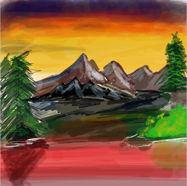 Liked webcomic bob ross drawing (tried)