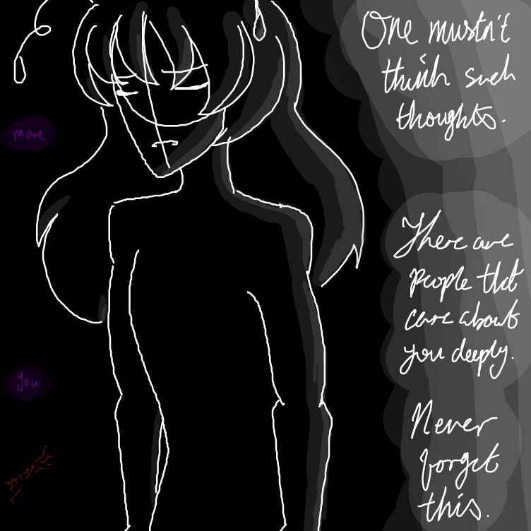 On the off chance that you feel this way again, it is important that you remember what we say.  You were never defective. - Online Drawing Game Comic Strip Panel by ⚰