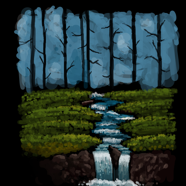 Evening Waterfall - Online Drawing Game Comic Strip Panel by 🔲
