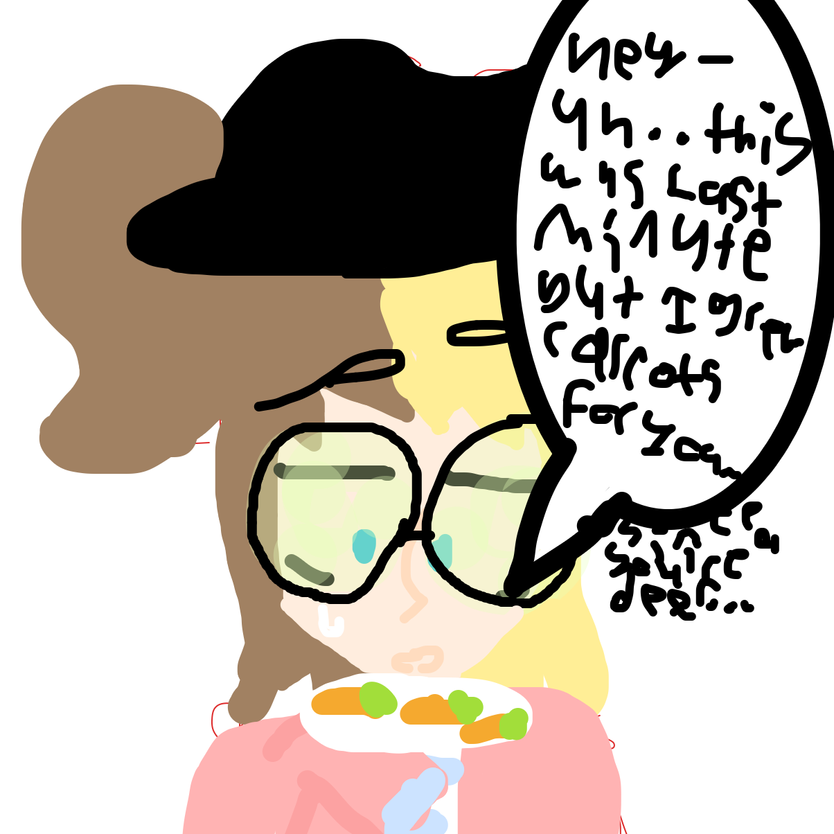 “Hey- uh..this was last minute, but I grew carrots for you, well, since you’re a deer. I thought you might like them..” - Online Drawing Game Comic Strip Panel by EmoWeeb_the_Simp