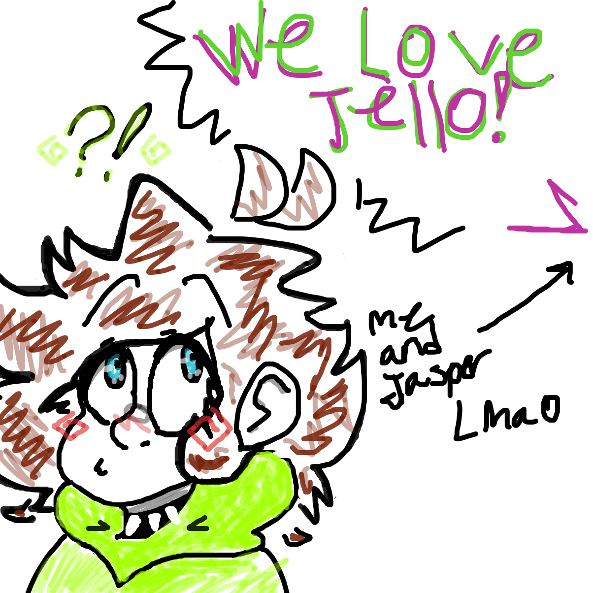 💗WE LOVE JELLO!💚
Me and Jasper lmao - Online Drawing Game Comic Strip Panel by YanaTheDankest