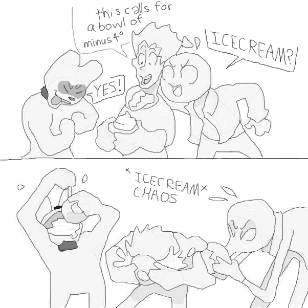 is it going to turn out one of them doesnt even like icecream

'whoops I just scoffed that icecream didn't I'

or maybe they do like icecream huh



 - Online Drawing Game Comic Strip Panel by Chepley