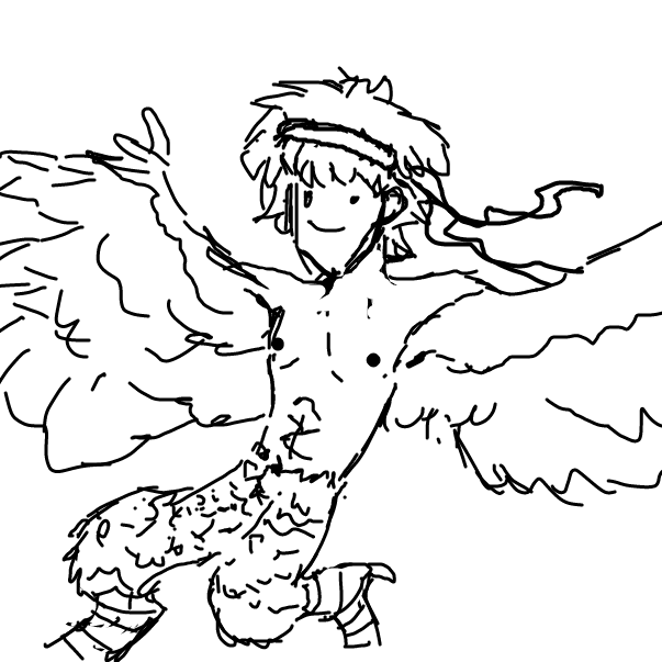 George turns into harpy. :> - Online Drawing Game Comic Strip Panel by Rez