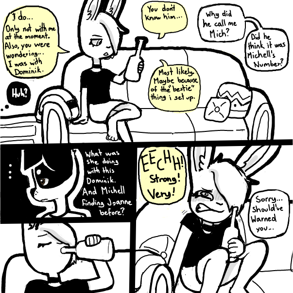 The consitency is already non existant at this point. Enjoy! Also finally more about Shaun in the next panel! :D Altho Joanne is more interesting in a way.... - Online Drawing Game Comic Strip Panel by Sluggishfella