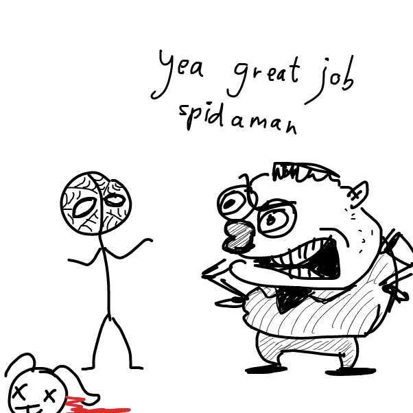 trivia: the voice of George Liquour played the police captain in the 1977 Spider-Man movie - Online Drawing Game Comic Strip Panel by Peyocay