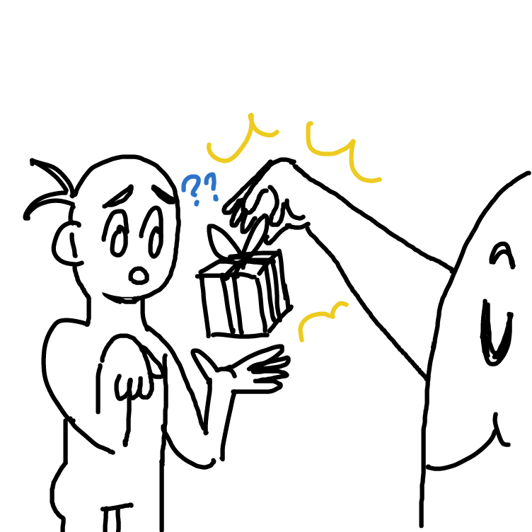 -"I'll be taking that gift with my long ass arm, thank you very much!"

>"what" - Online Drawing Game Comic Strip Panel by Noodlespark