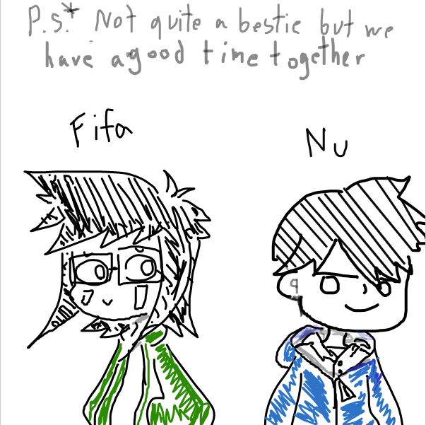 Nu is my art friend we sometime talk and we don't 
when i was in grade 8th he is kinda rude and stuff but now he's kinda good friend and sometime talk to me about his probelm and stuff.... (sometime i'm therapist) yeah we still friend - Online Drawing Game Comic Strip Panel by FifaSam