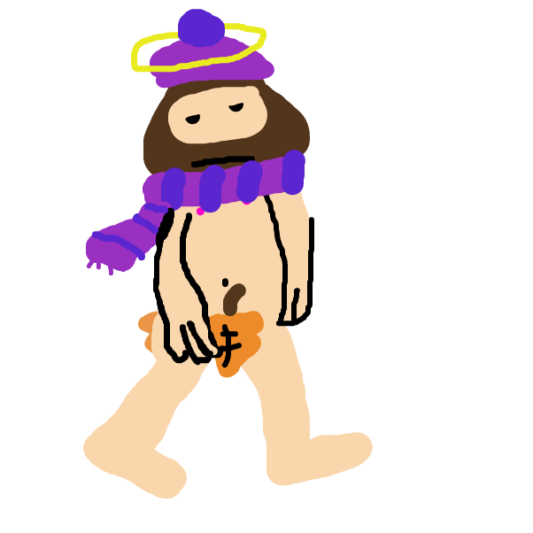 Drawing in Naked Jesus vs the autumn by BananaDoc