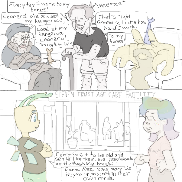 he don't celebrate holidays!

he does not stop! he does not rest!

he goes and goes!


 - Online Drawing Game Comic Strip Panel by Chepley