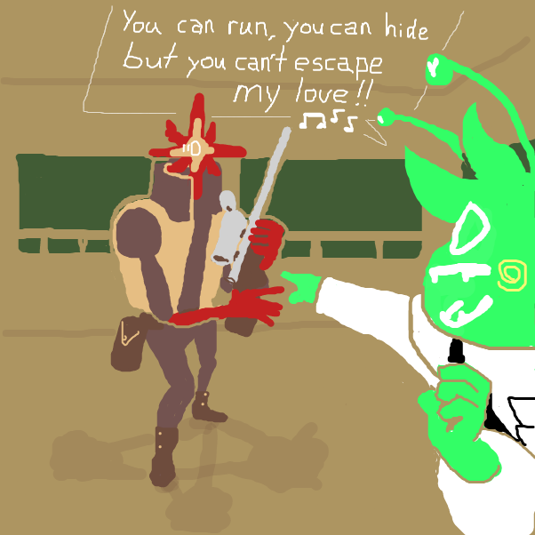 snoipah!!!

how does this change things? 
will pewpew just ignore them and go back to shooting people? 

 - Online Drawing Game Comic Strip Panel by Chepley