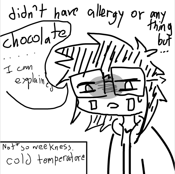 when i was a kid i need to take sme med for adhd.... the probelm was i couldn't swallow  a pill... until 14... (i think gag reflex) so i must CHEW THE MED with a chocolate.... for 5 years..... now i ok eating chocolate but i flinch  - Online Drawing Game Comic Strip Panel by FifaSam