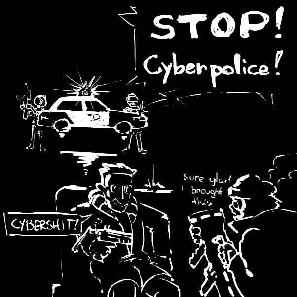 Drawing in CyberCrime 3000: Future Streets Of Bloody Chrome by Aluminimalism