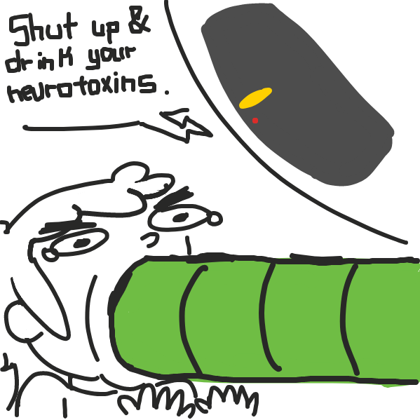 happy birthday your gift is NEUROTOXINS - Online Drawing Game Comic Strip Panel by Beebs