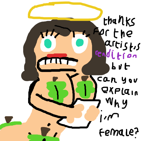 Drawing in Naked Jesus Discovers Rule 63 by BananaDoc