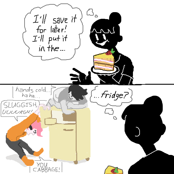 fridge may be occupied at the moment

 - Online Drawing Game Comic Strip Panel by Chepley