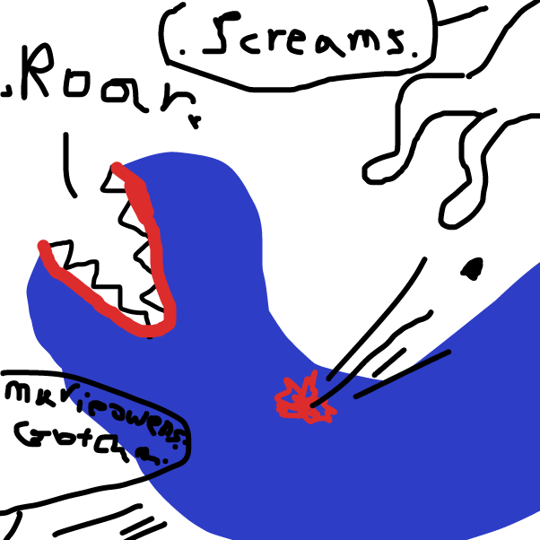 Marie Owens From Xavier Riddle Shoots The Monster With Her Gun While The White Man Flews Off From His Head. But What Happen's Next? - Online Drawing Game Comic Strip Panel by MCA