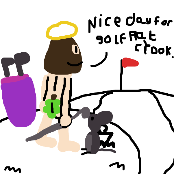 Drawing in Naked Jesus And Rat Crook Play Golf by BananaDoc