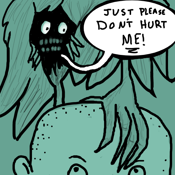 Drawing in Monster in the hair by Emjaypatrick