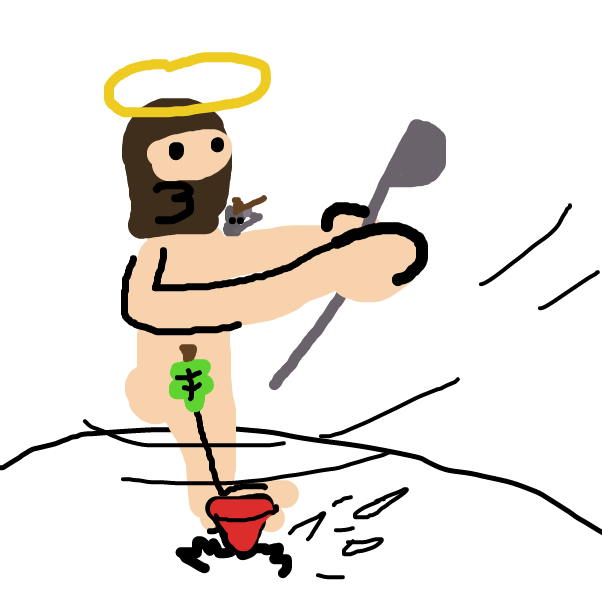 Drawing in Naked Jesus And Rat Crook Play Golf by BananaDoc