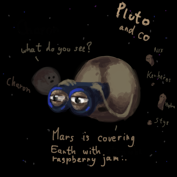 ".. let's move to a different solar system." "Let's." - Online Drawing Game Comic Strip Panel by Peyocay