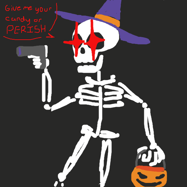 Oh no! SKele THEIRF that wants ur CANDY!!1!! what shall you DO???/ - Online Drawing Game Comic Strip Panel by HeckinHeck