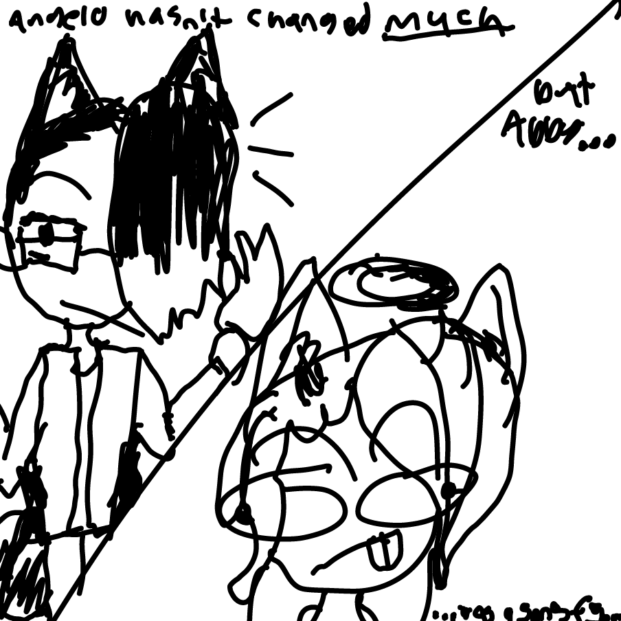 Fun fact: if you can't read Abigail/Abbys side, she used to be a sans/edd(eddsworld..i'm sorry.) Fangirl bcs trend. She was eyestrain material, thankfully, she isn't anymore, ofc, she's no longer a human/goddess/demon/fox/blahblahblah. - Online Drawing Game Comic Strip Panel by _A_